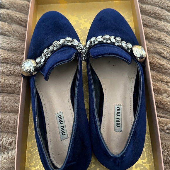 Miu miu velvet loafers with embellishments. Sz 37 - Picture 5 of 6